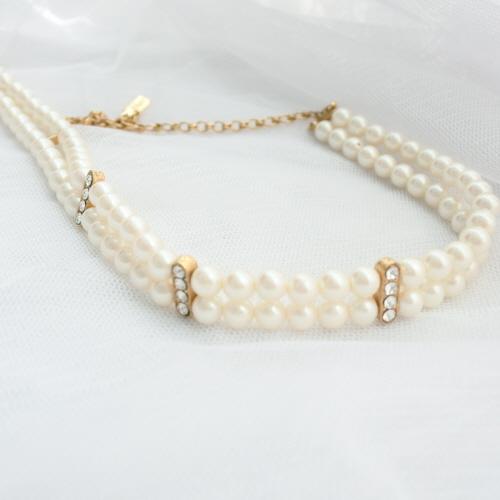 1990s 1928 faux pearl choker necklace