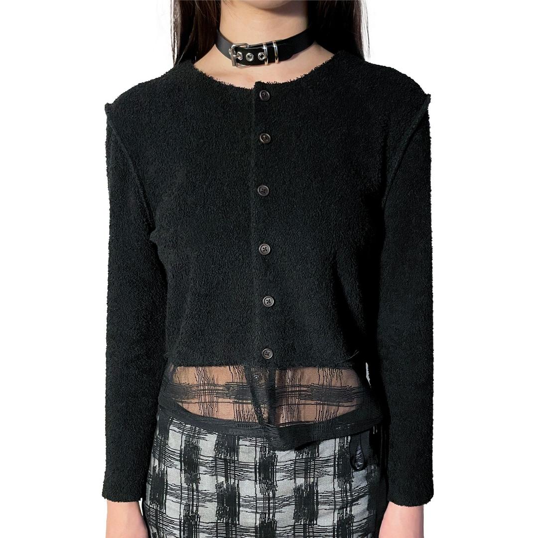 [STILL LETHARDY] CHECK LAYERED TERRY CARDIGAN
