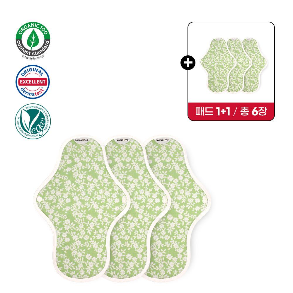 [한나패드] 면생리대 중형 3종세트 1+1 랜덤 커버흡수체 유기농순면