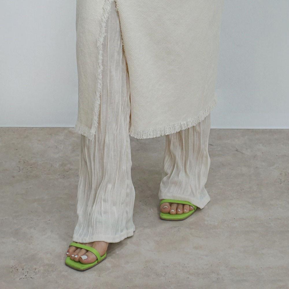 주름 플리츠 밴딩 롱 레이어드 부츠컷 레깅스 팬츠 (크림/그레이블랙)