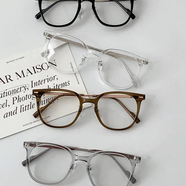 [UV400] 오버 스퀘어 뿔테 슬림 얼굴소멸 안경 4color