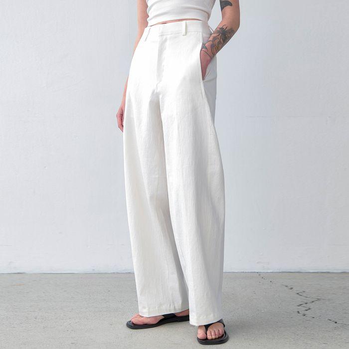 Relaxed Fit Curved Pants_Off white
