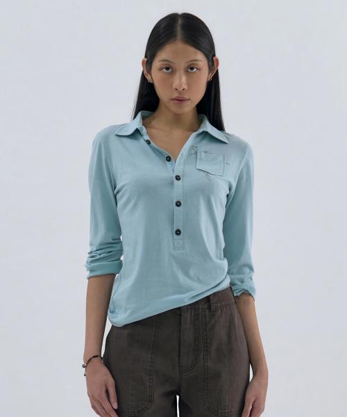 Button up 3/4 Sleeve Sky Blue