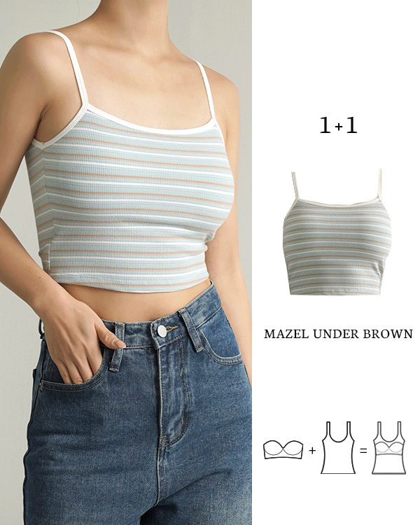 멀티 스트라이프 탱크탑 (캡내장) [1+1]