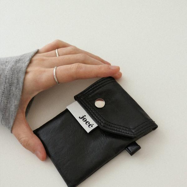 vegan leather mini wallet / deep black 비건레더 미니월렛