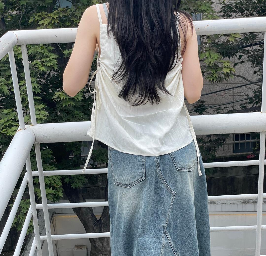 [Summer🌊] glossy string sleeveless[col(2)/나일론]