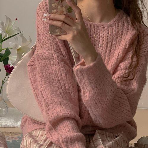 BODRE DROP SHOULDER LOOSE KNIT(CREAM, BEIGE, MINT, PINK, CHARCOAL 5COLORS!)