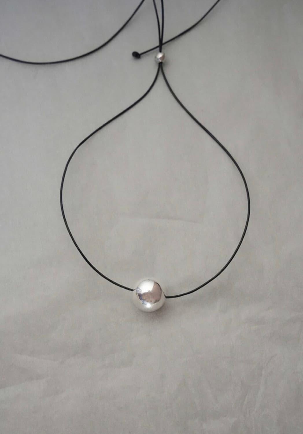 Big silver ball tie necklace | 후루츠패밀리