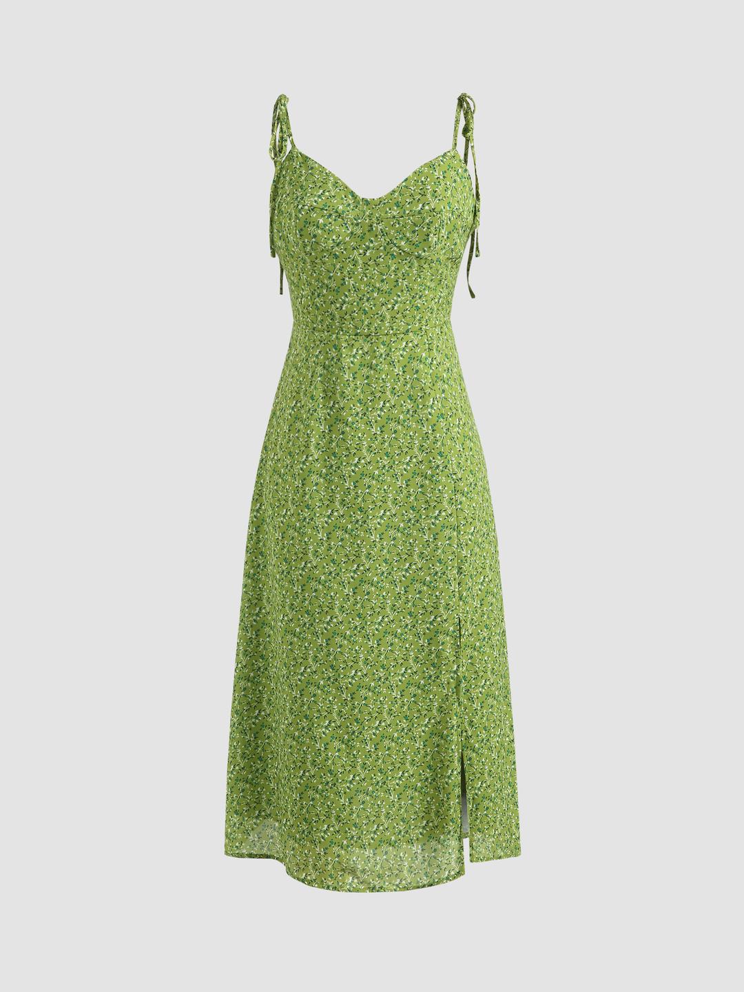 Floral Slit Knotted Midi Dress