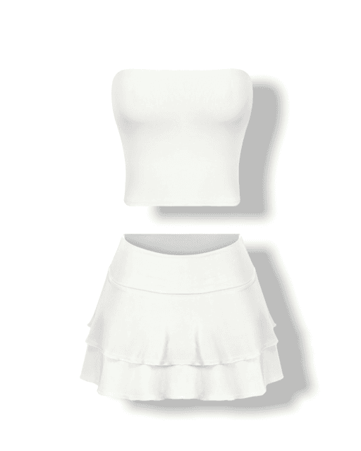 Tube Crop Top & Ruffled mini skirt - Small