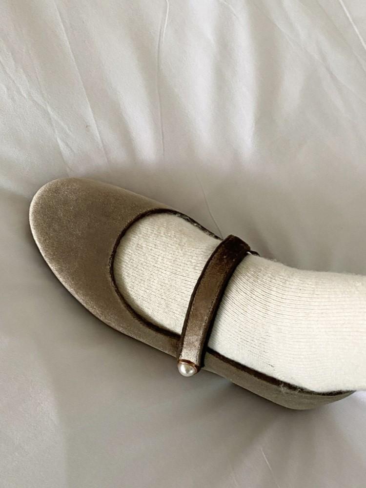 슈즈데이 라나 벨벳 메리제인 플랫슈즈