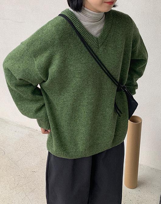 콘트 울 보카시 브이넥 니트 (6color)