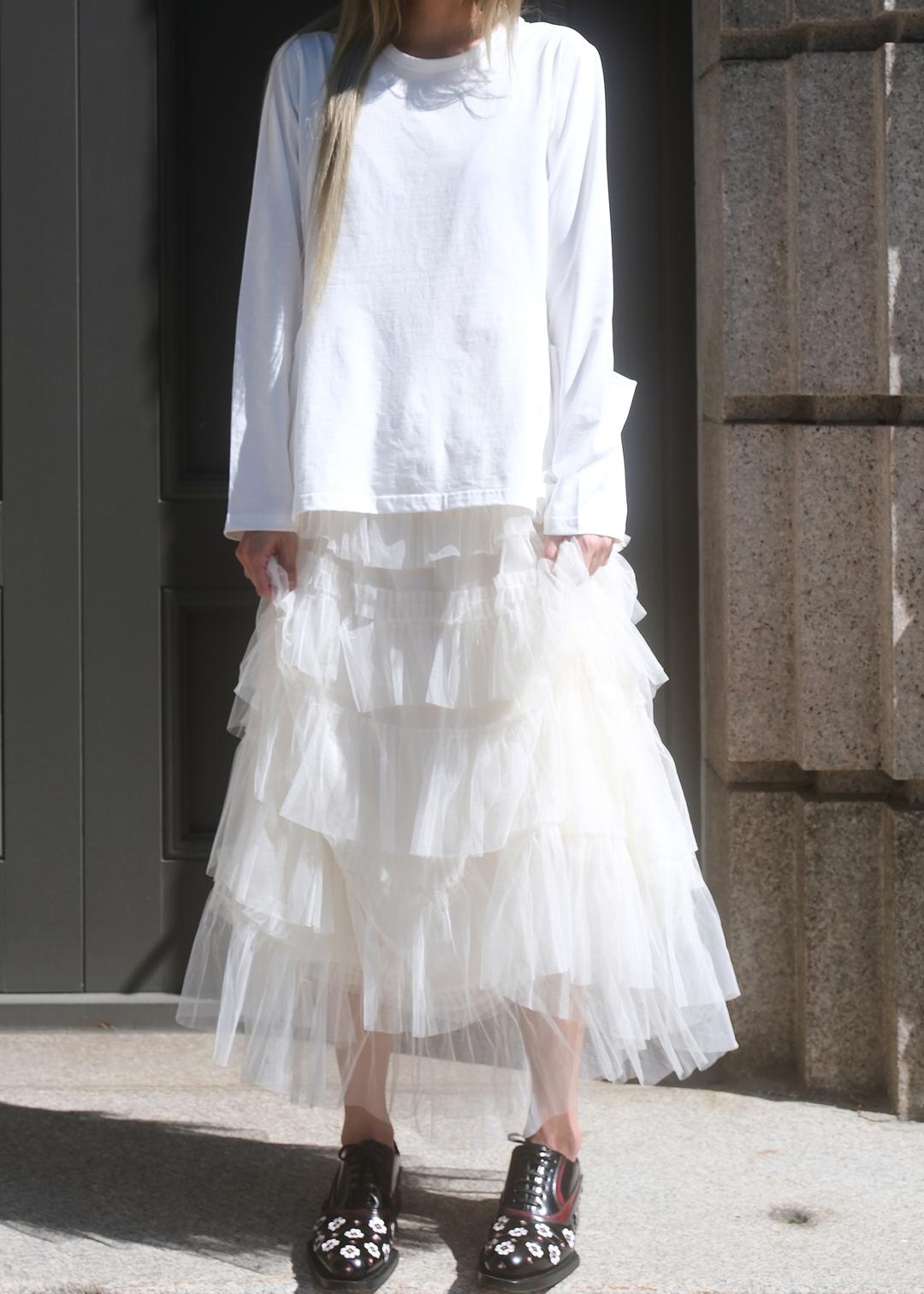[12/02출고] TULLE TIERED LONG SKIRT - IVORY (2nd)