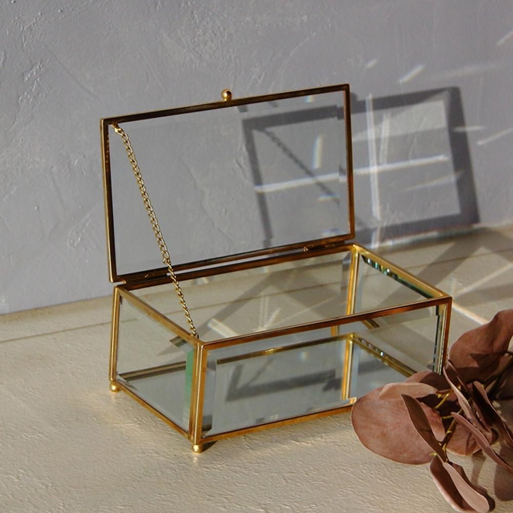 골드 코퍼 미러 프레임 빈티지 앤틱 보석함