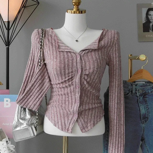 (3일)특가연장!ᰔ[몸매보정핏!날씬~앞셔링포인트 보드라운원단 니트티] 제리단추셔링슬림니트