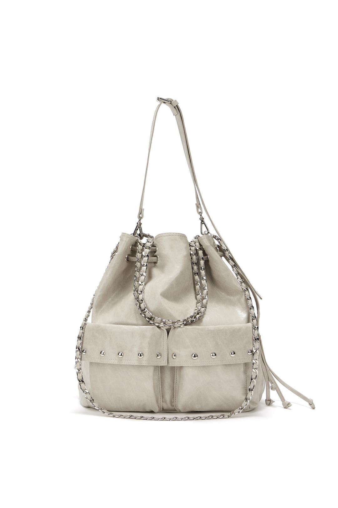 DEINET 5-WAY STUD POCKET MULTI BAG IN ASH BEIGE