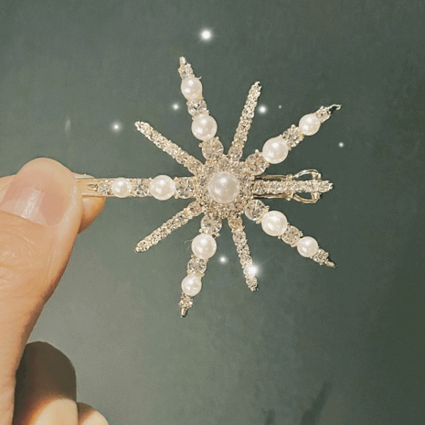 윈터 진주 눈꽃 헤어핀 (2color) 연말 파티 크리스마스 겨울 영롱 엘사 얼음공주