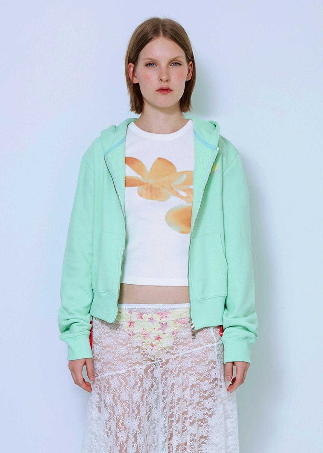 Aqua Heart Hood Zip Up_Lime