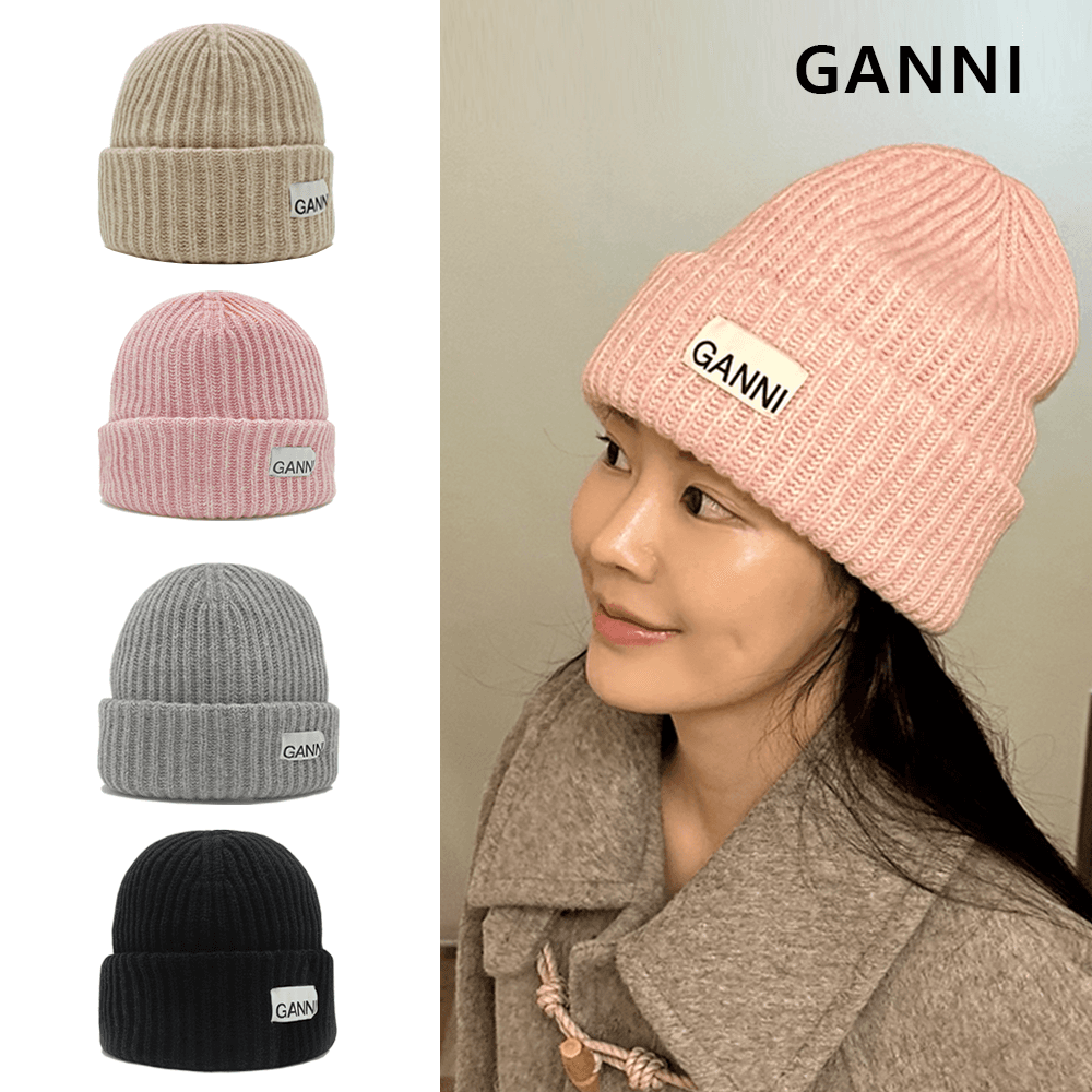 가니 비니 모자 23FW 겨울 여자 로고 패치 A4429