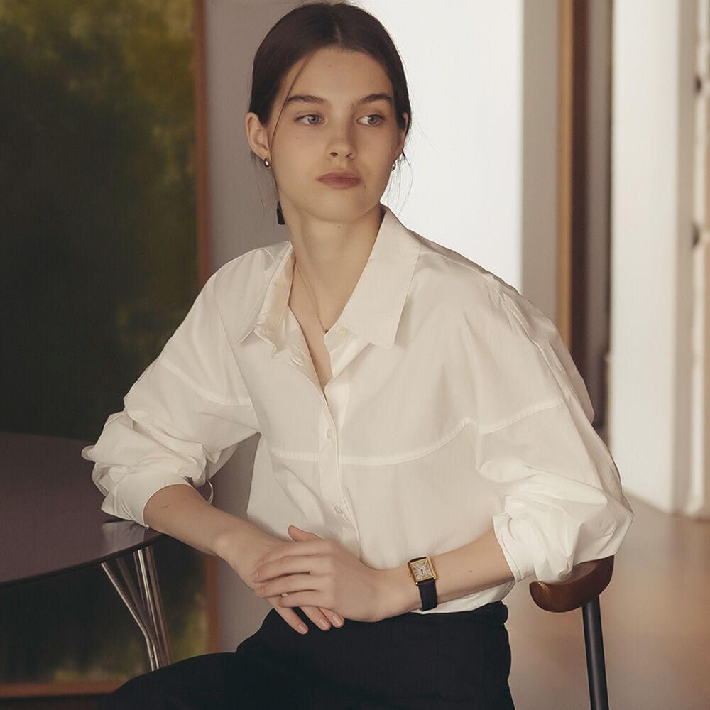 Dolphin line cotton shirt_Ivory