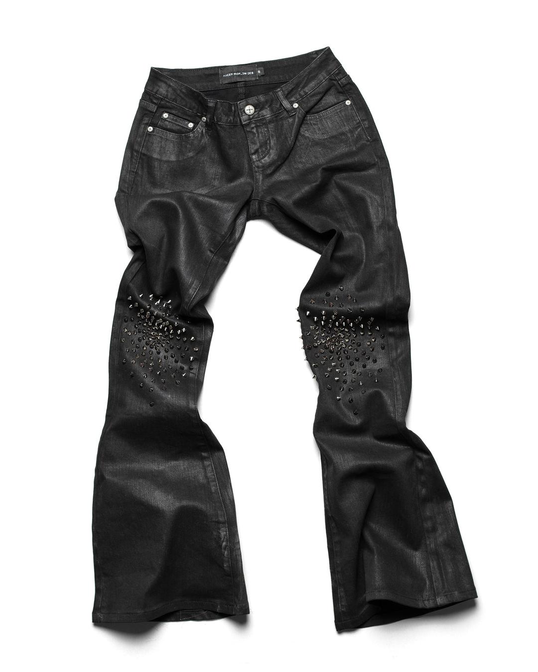 Black Waxed Spike Denim - 26/XS