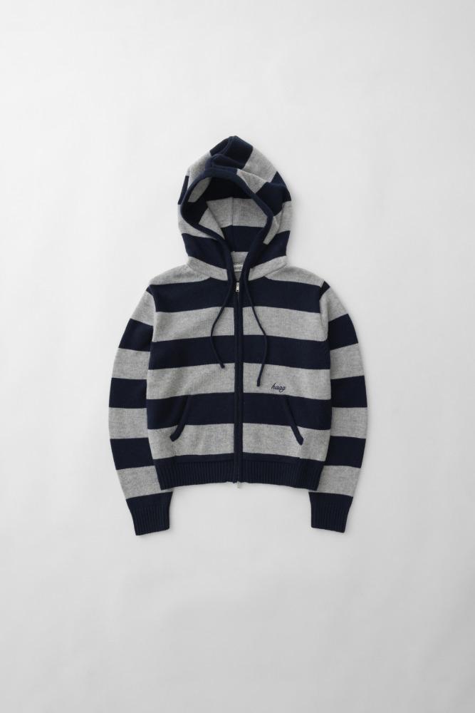 a stripe hoodie knit (navy)