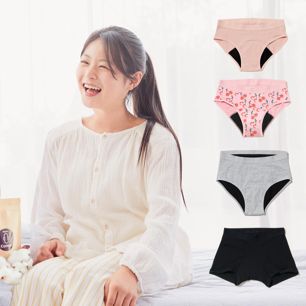[SET]싸이클린 위생팬티 생리 흡수 방수 여성 순면속옷 초경선물 첫생리 주니어 사각팬티