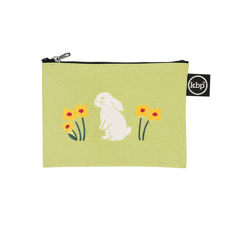 Grove Bunny Lime Embroidery Pouch 그로브 버니 라임 자수 파우치