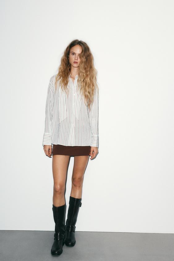 스카프 스트라이프 플루이드 셔츠