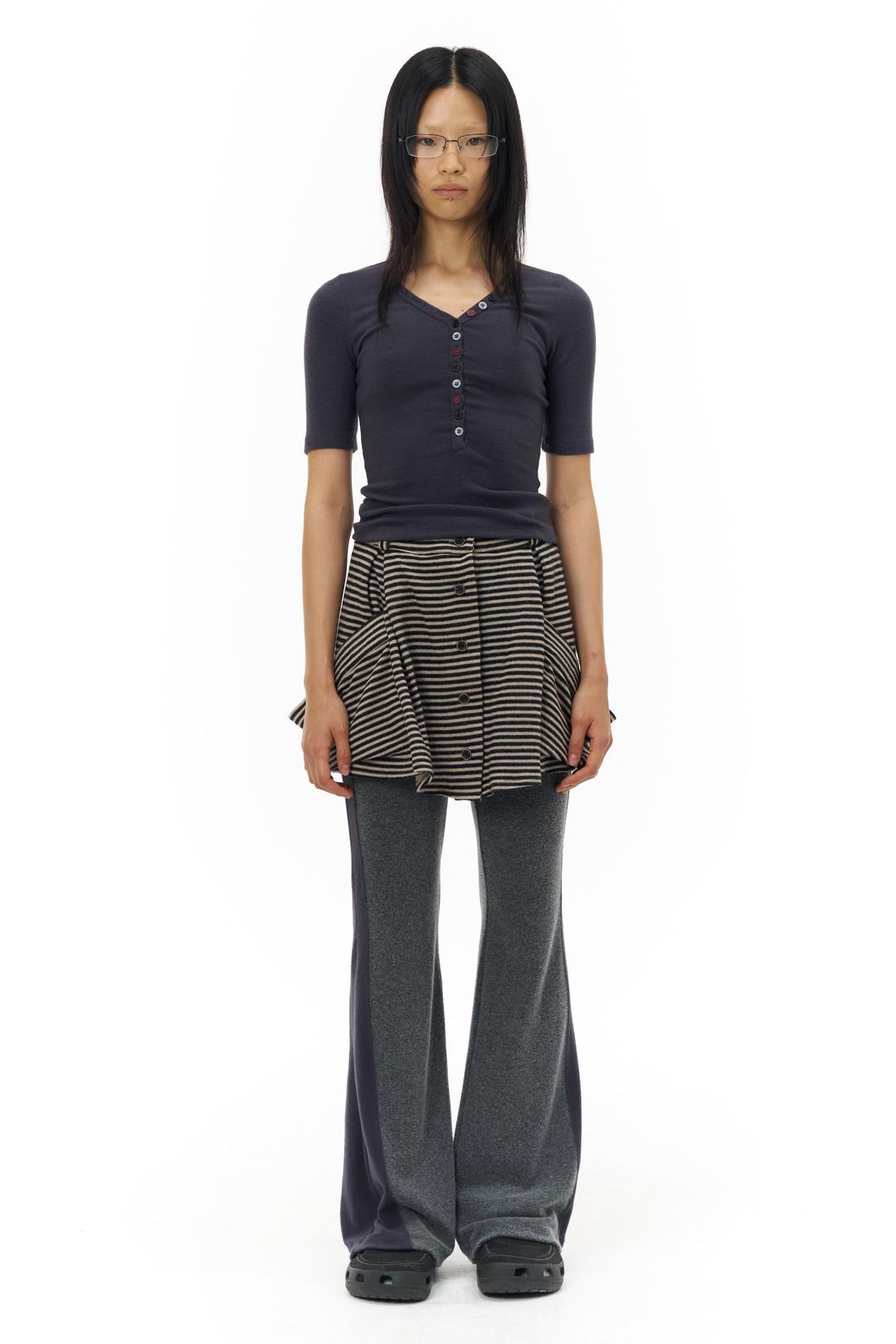 Stripe Pocket Mini Skirt_Beige