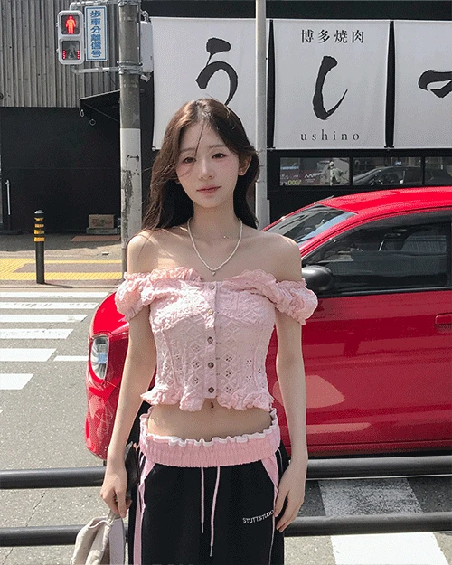 jelly 오프 앤 스퀘어 레이스 BL/TOP