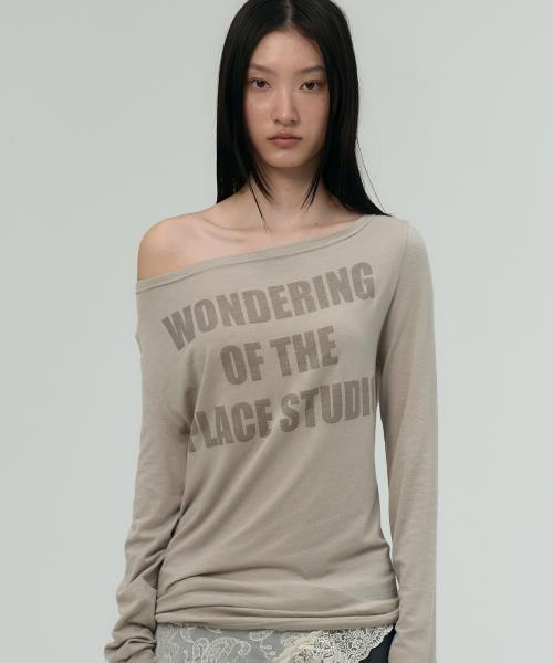 오버핏 시스루 오프숄더 프린팅 롱슬리브 티셔츠 _ 2COLOR