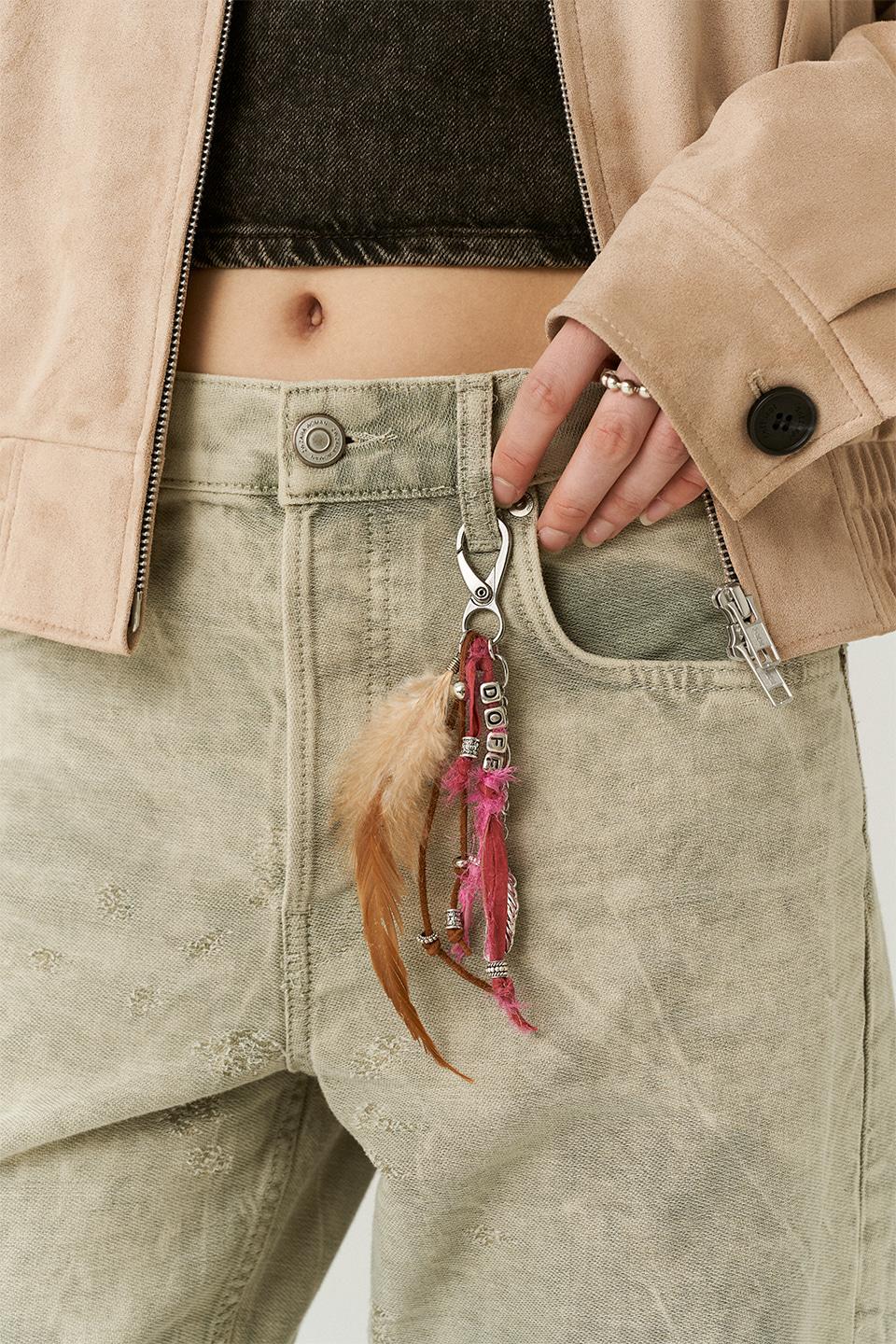Signature Plume Key Ring in Pink