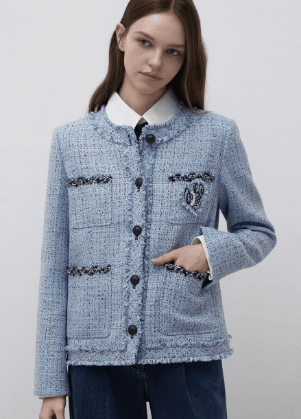 와펜 포인트 트위드 자켓