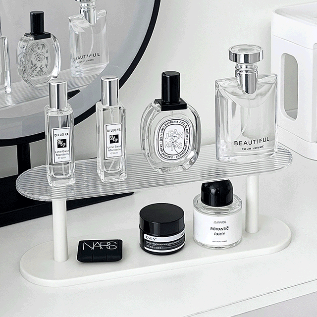 (초특가)타원형 라운드 화장품 진열대 화장대 향수 디퓨저 정리 보관 소품 선반 다용도 욕실 2단 수납 인테리어 주얼리 집들이 선물 방꾸미기