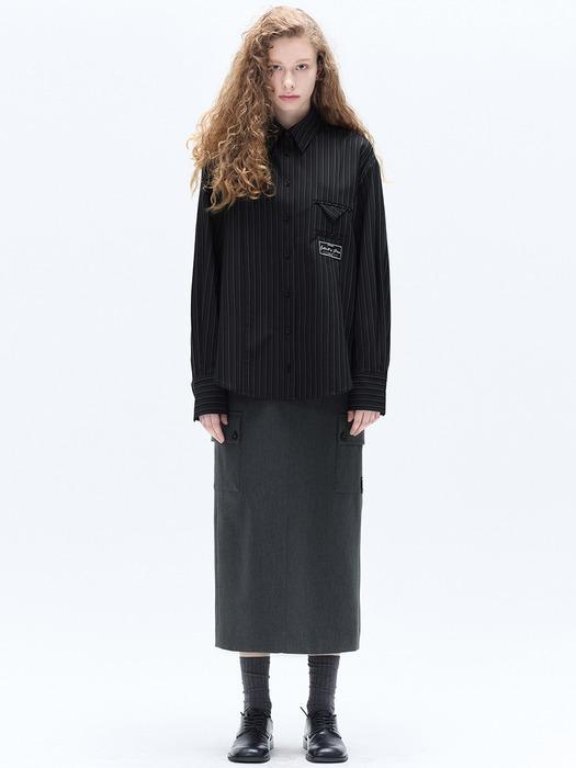 TAILORED STRIPE SHIRT_BLACK