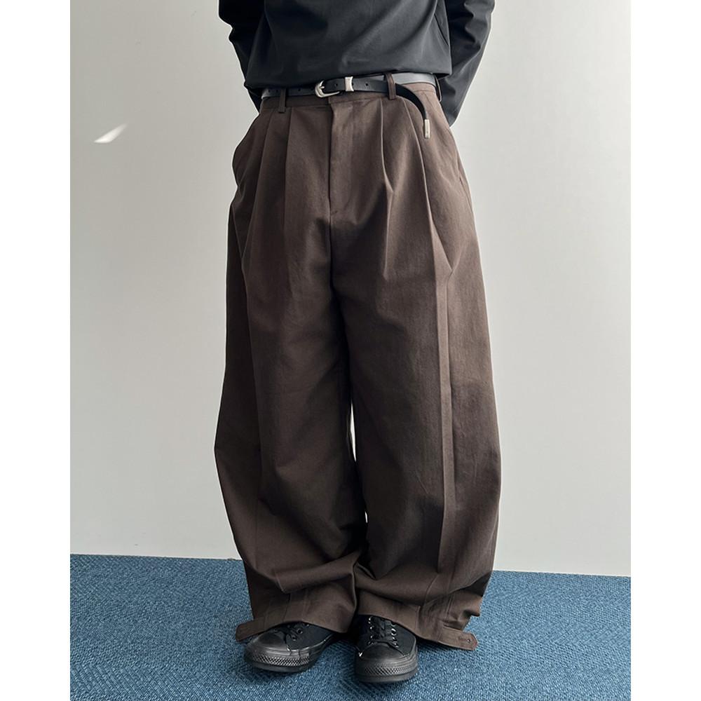 (브라운컬러추가) 디테일 버튼 투턱 와이드 팬츠 4color