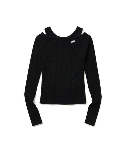 Women layerd ribbed sleeve [black]