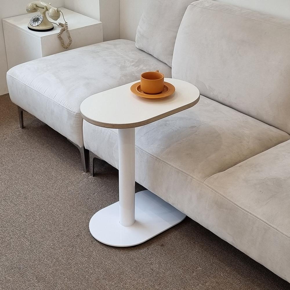 릴리 타원형 화이트 사이드테이블 자작테이블 소파테이블