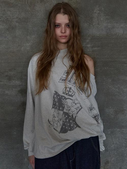 Re-work TOUGH LOVE T Shirt Melange Oatmeal