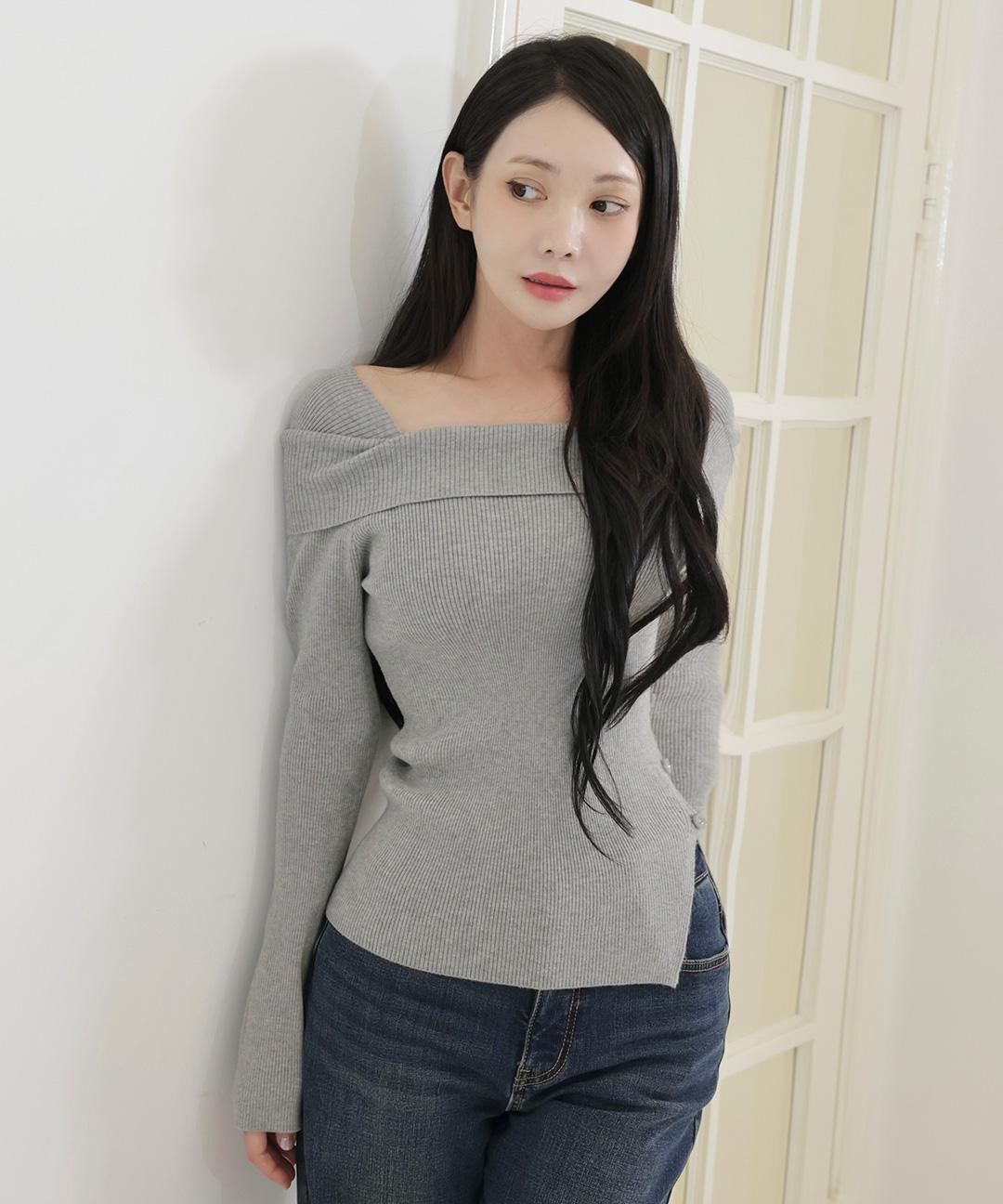 미쏘 [앨리스펑크PICK/누적4만🏆]버튼업 언발숄더 풀오버_MIWKAFV13T