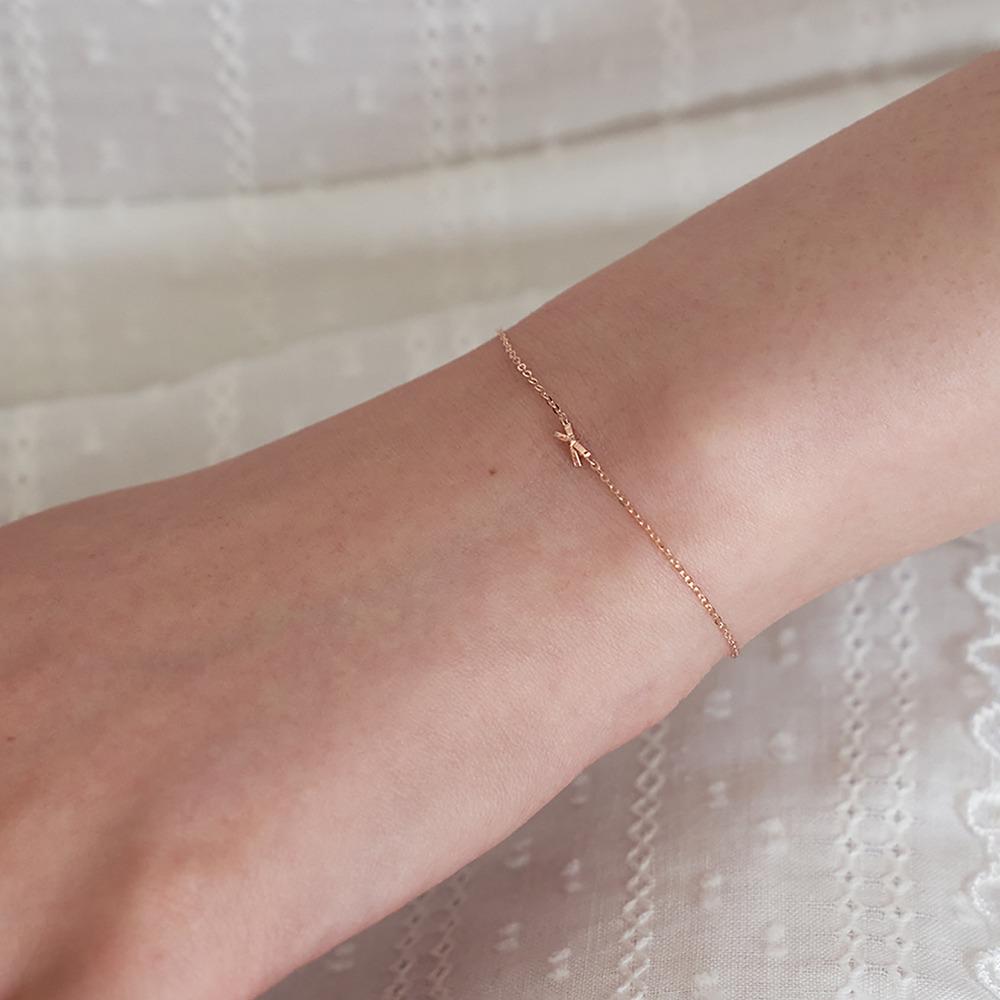 [14K] 미니 리본 펜던트 팔찌