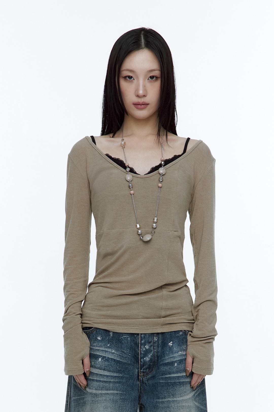 Crossline Slim Top Khaki Brown [pre-order 예약발송 02/13]