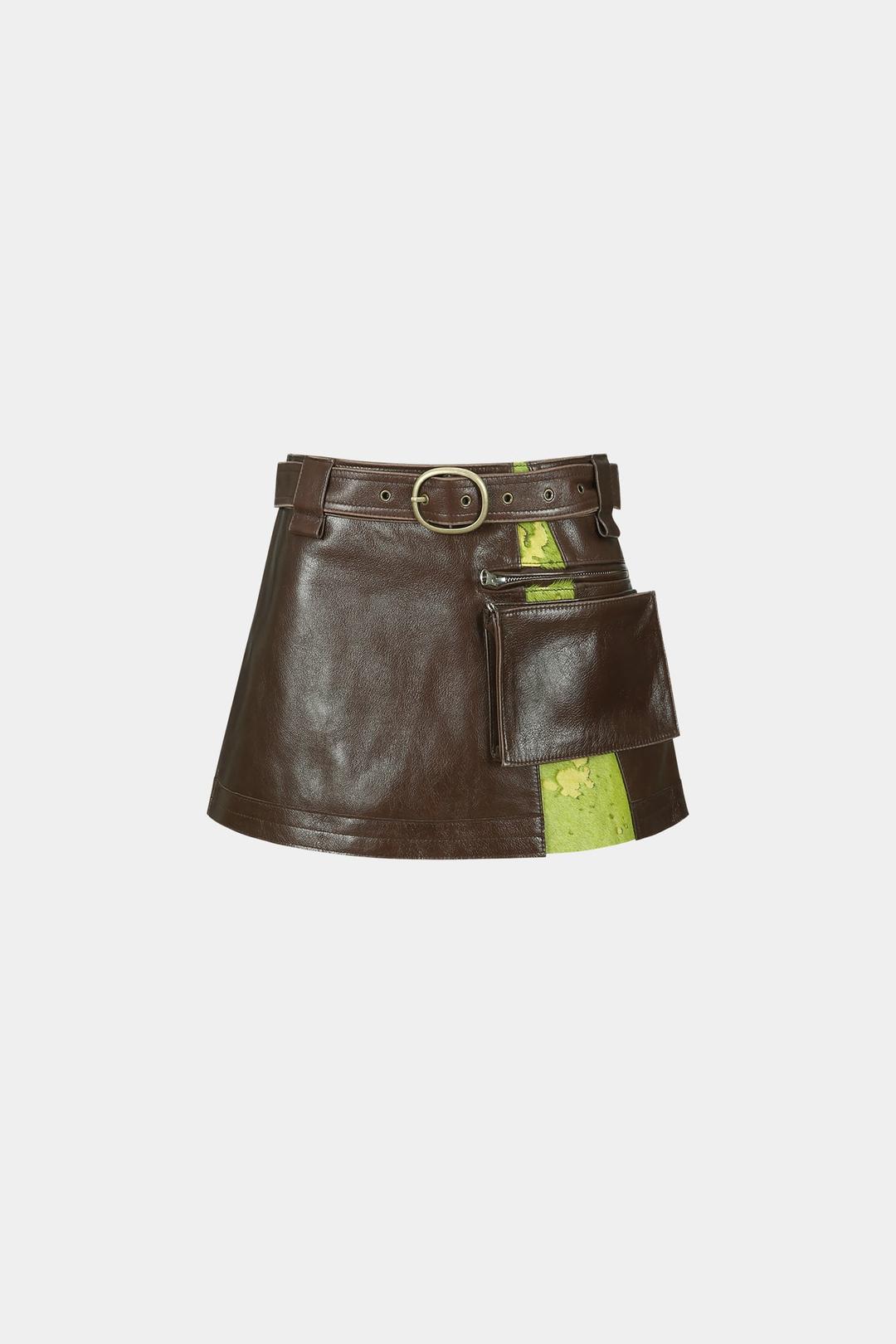 HARPER PANELED MINI SKIRT apa734w(BROWN)