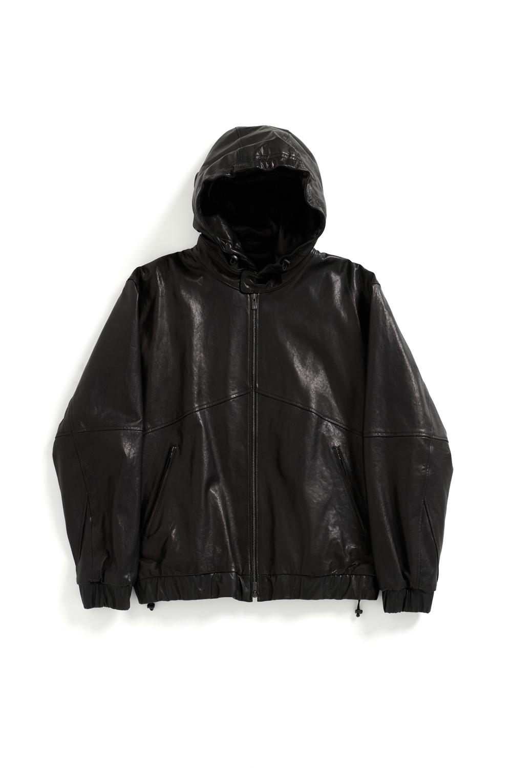 Leather Hoodie Lamb Skin Black