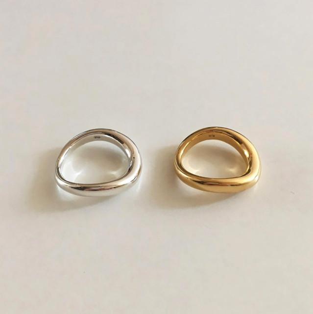 실버 925 심플 웨이브 물결 레이어드 볼드 은 반지