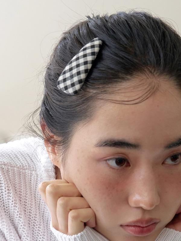 ginghamcheck hair pin - black