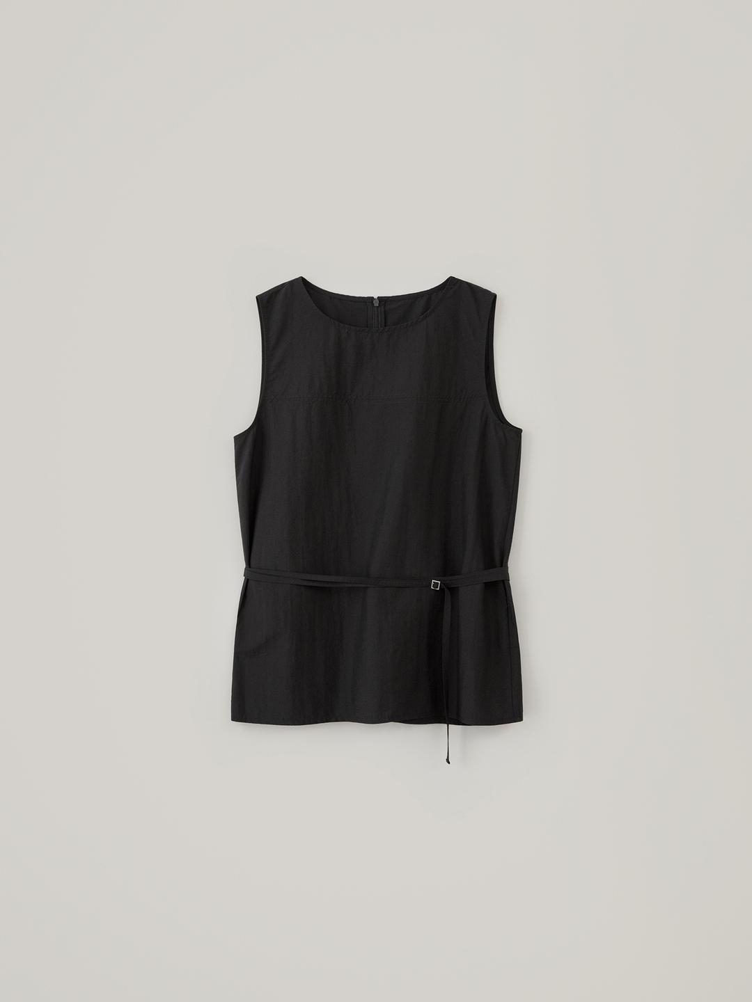 Sheer Strap Sleeveless Top - Black