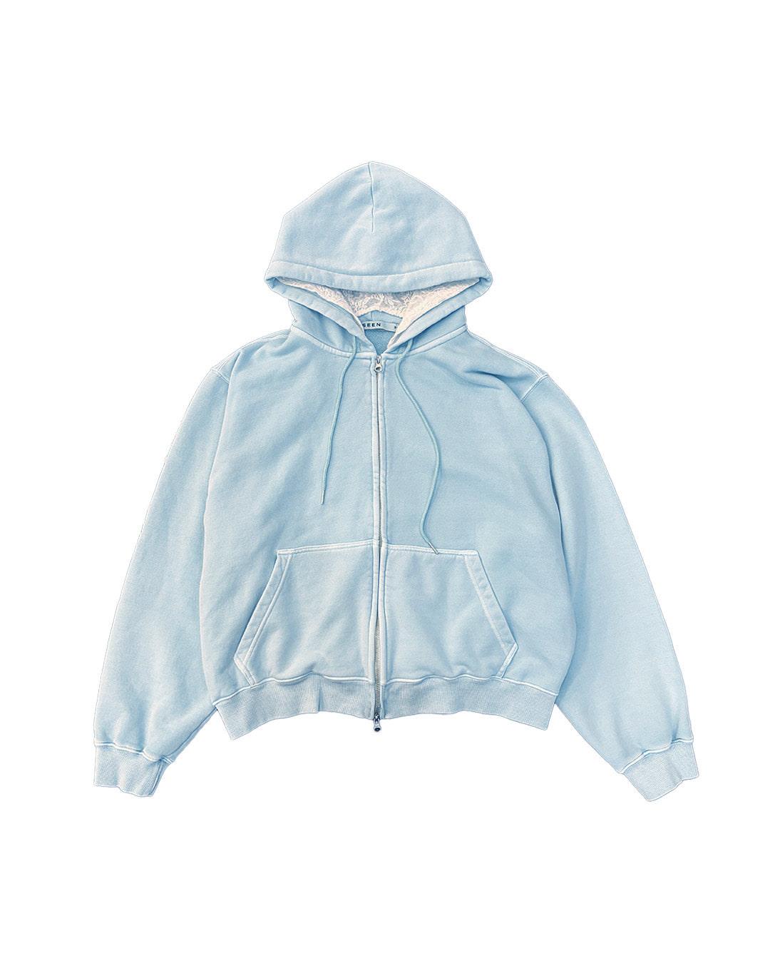DOUBLE HOODIE ZIP-UP (Dyed Blue)
