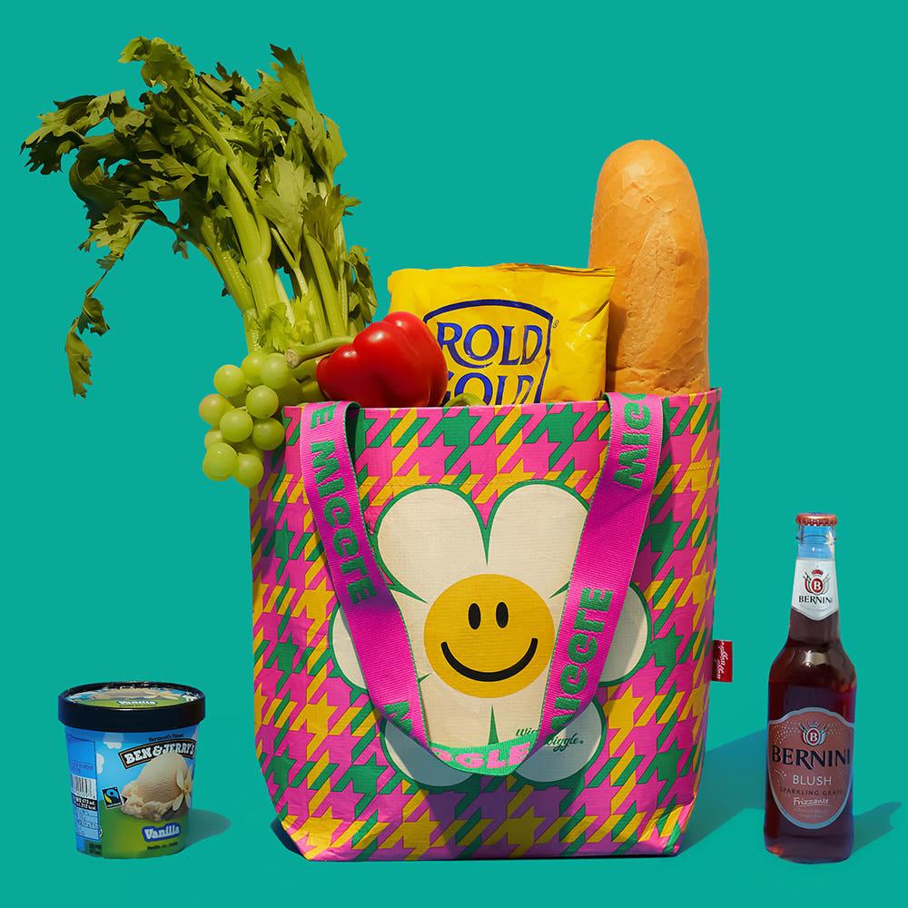 [위글위글] 타포린백 에코백 리유저블 쇼퍼백(S) - Hound Tooth Check